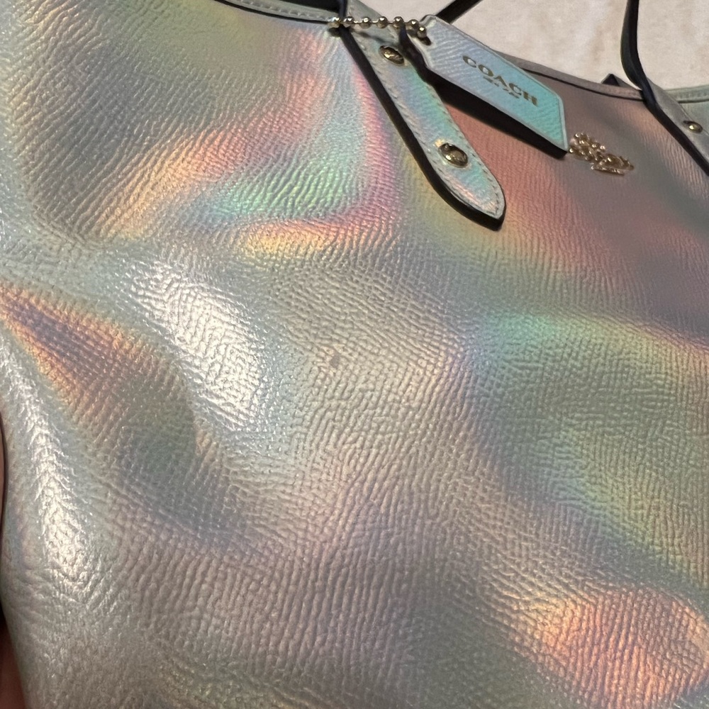 Coach Hologram City Zip Tote and Wallet Iridescent Leather Silver - Picture 11 of 11